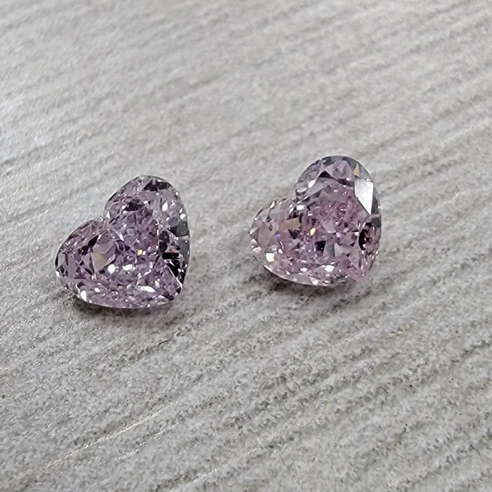 0.25ct & 0.25ct Fancy Light Purplish Pink Heart Diamonds GIA