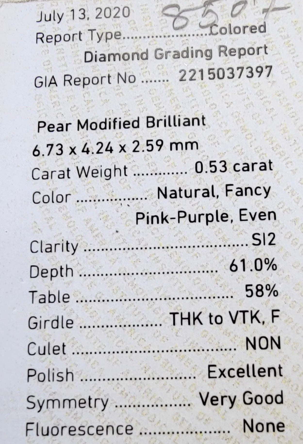 Pink-Purple Diamond Pear Shape