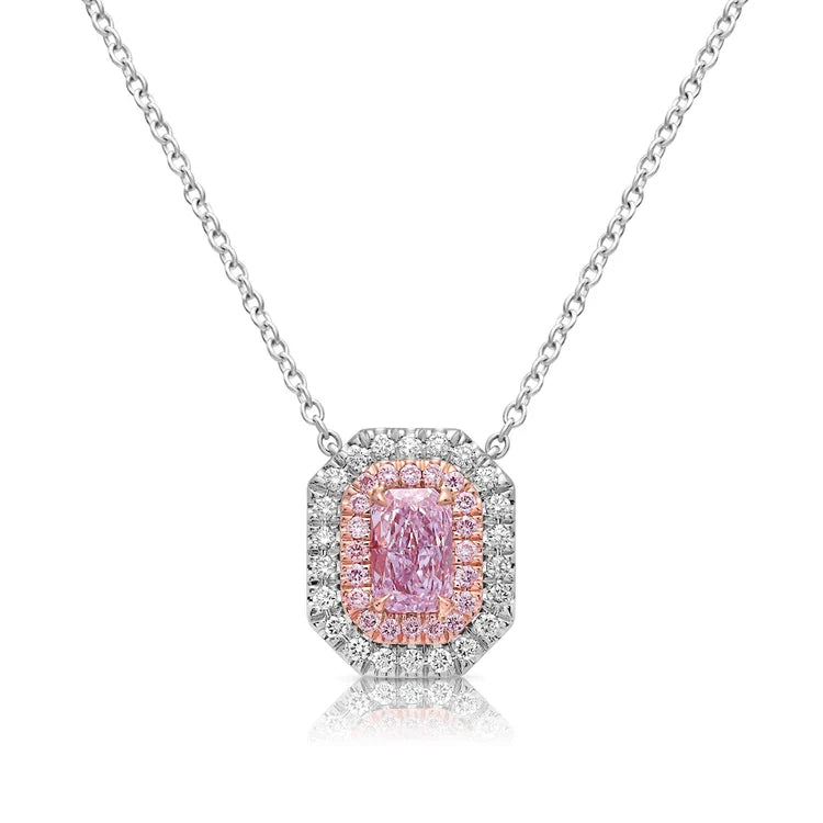 0.50ct Light Pink Radiant Diamond Pendant VS2 GIA