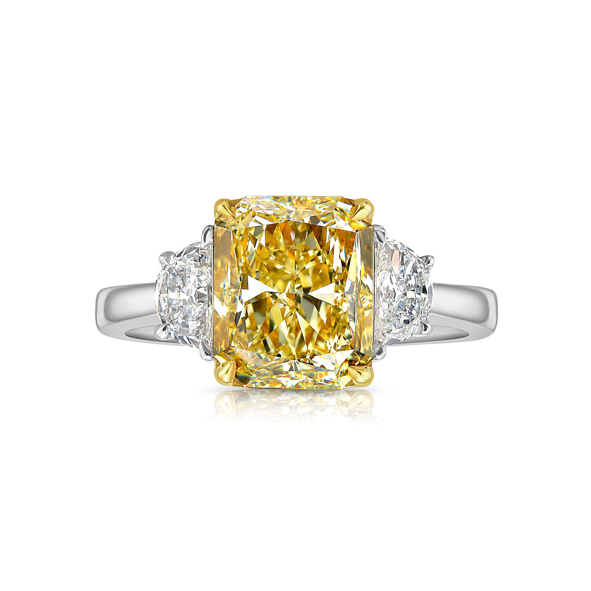3.29ct Fancy Yellow Radiant Diamond Ring VS2 GIA