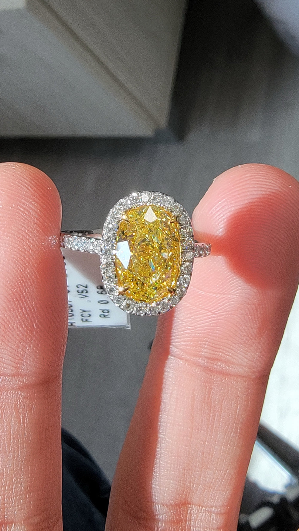 3.03ct Fancy Yellow Oval Diamond Ring VS2 GIA