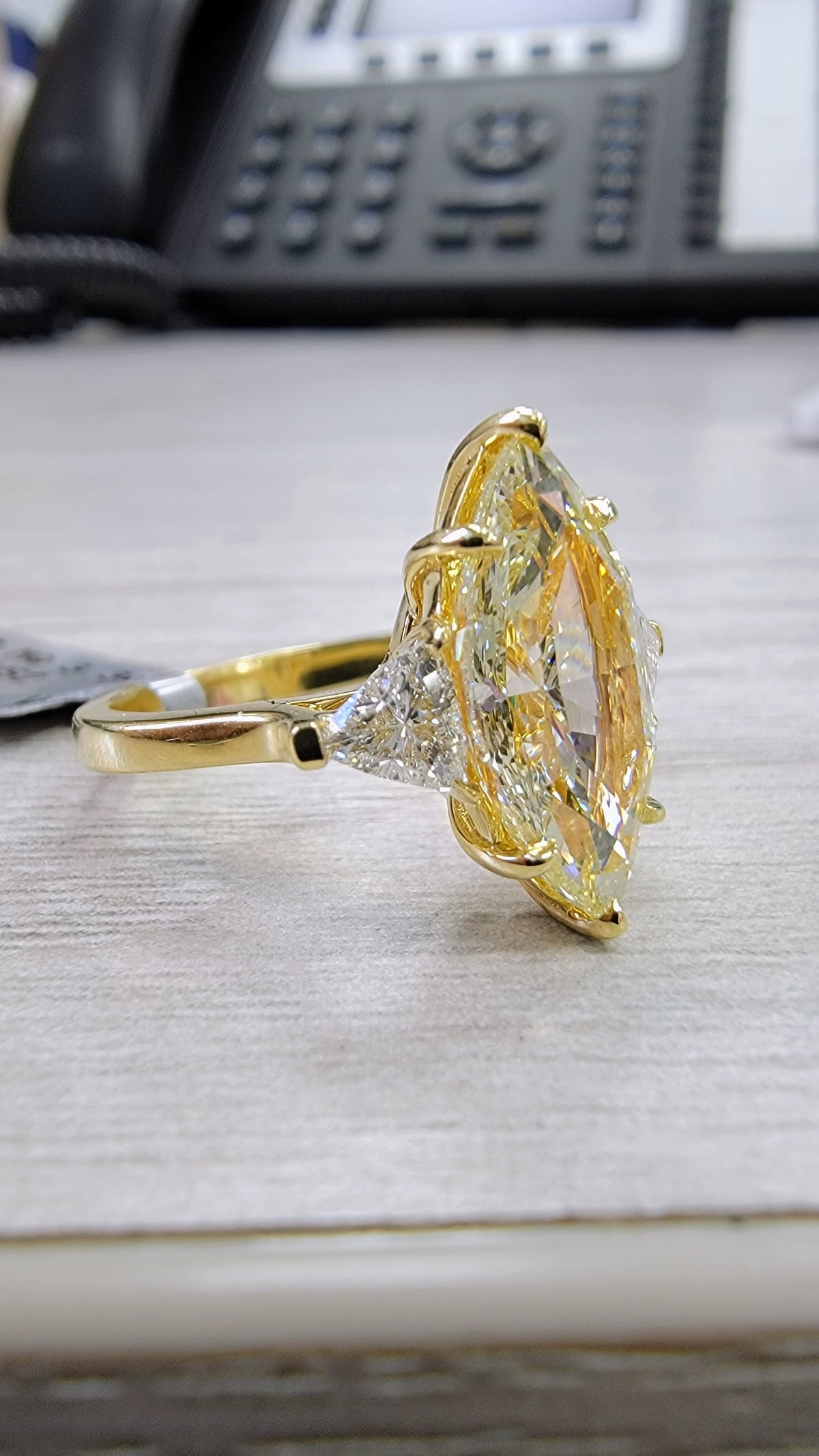 3.34ct Light Yellow Marquise Diamond Ring VS2 GIA