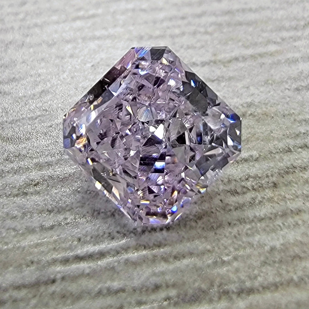 0.68ct Fancy Light Pinkish Purple Radiant Diamond Pendant SI1 GIA