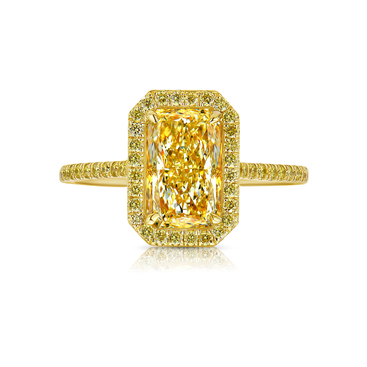 2.07ct Light Yellow Elongated Radiant Diamond Ring VVS2 GIA
