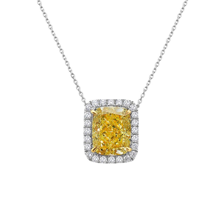 2.00ct Fancy Light Yellow Cushion Diamond Pendant VS2 GIA