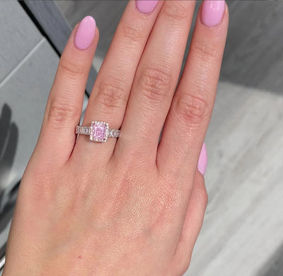 1.09ct Light Pink Elongated Radiant VS2 GIA Ring