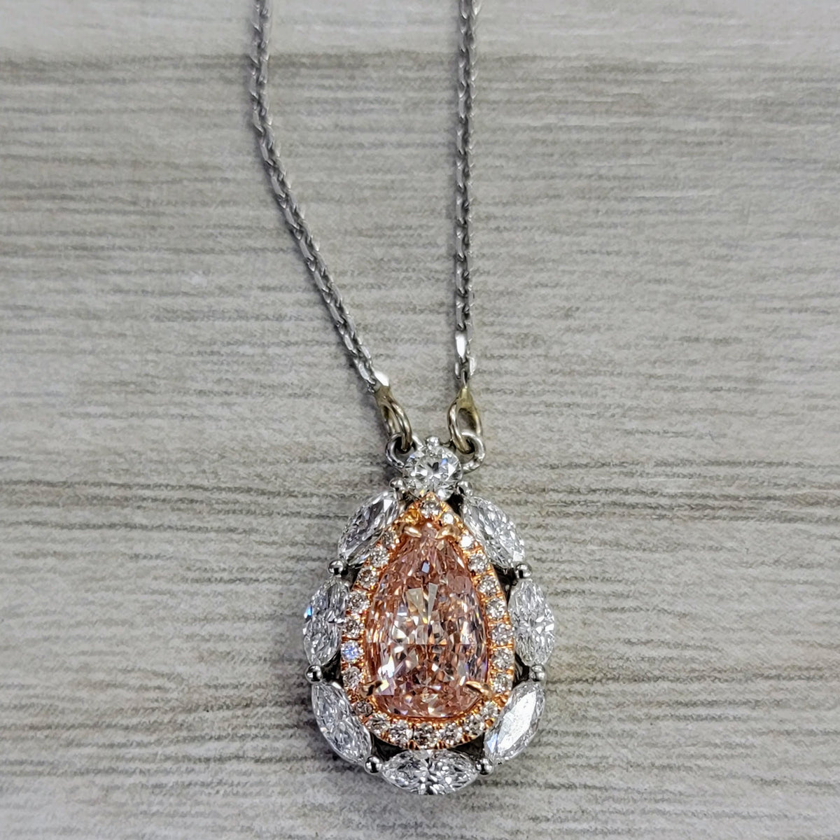 1.01ct Pink Pear Diamond Pendant SI2 GIA