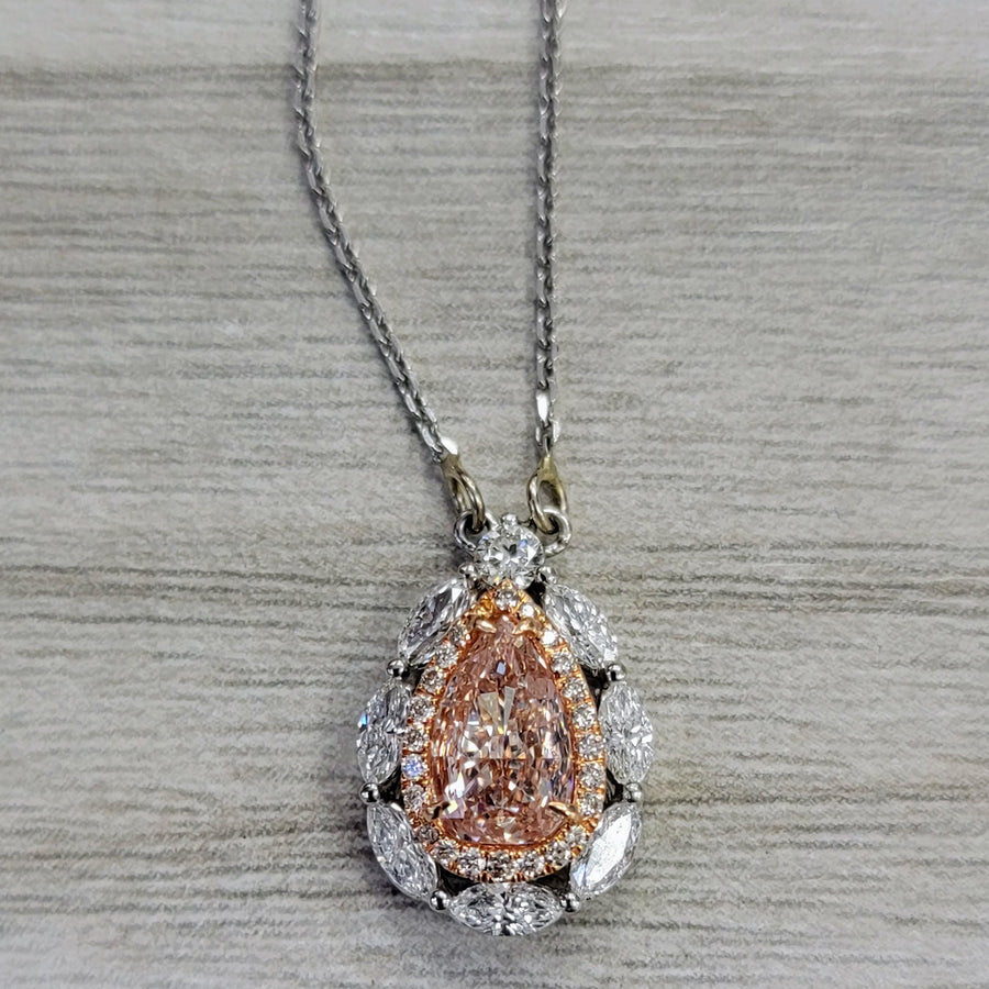 1.01ct Pink Pear Diamond Pendant SI2 GIA