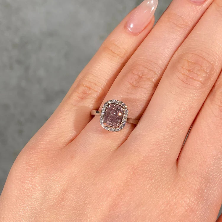 2.01ct Fancy Light Brown Pink Cushion Diamond Ring SI2 GIA