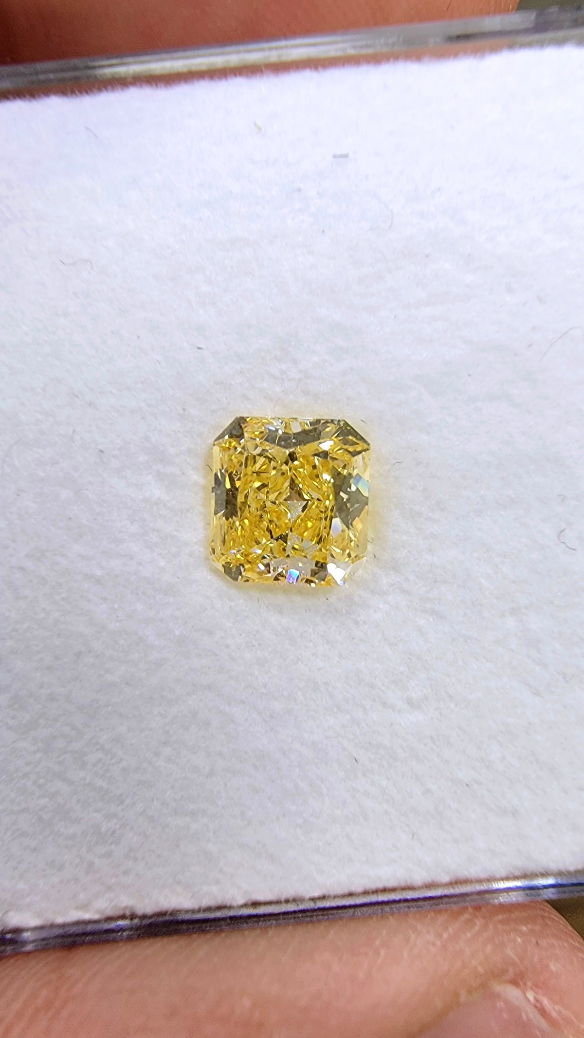 1.37ct Fancy Intense Orangy Yellow Radiant Diamond SI1 GIA