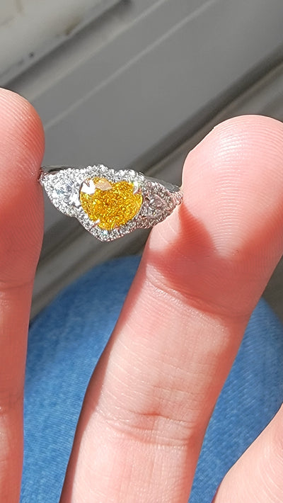 1.10ct Fancy Vivid Orange-Yellow Heart VS GIA Ring