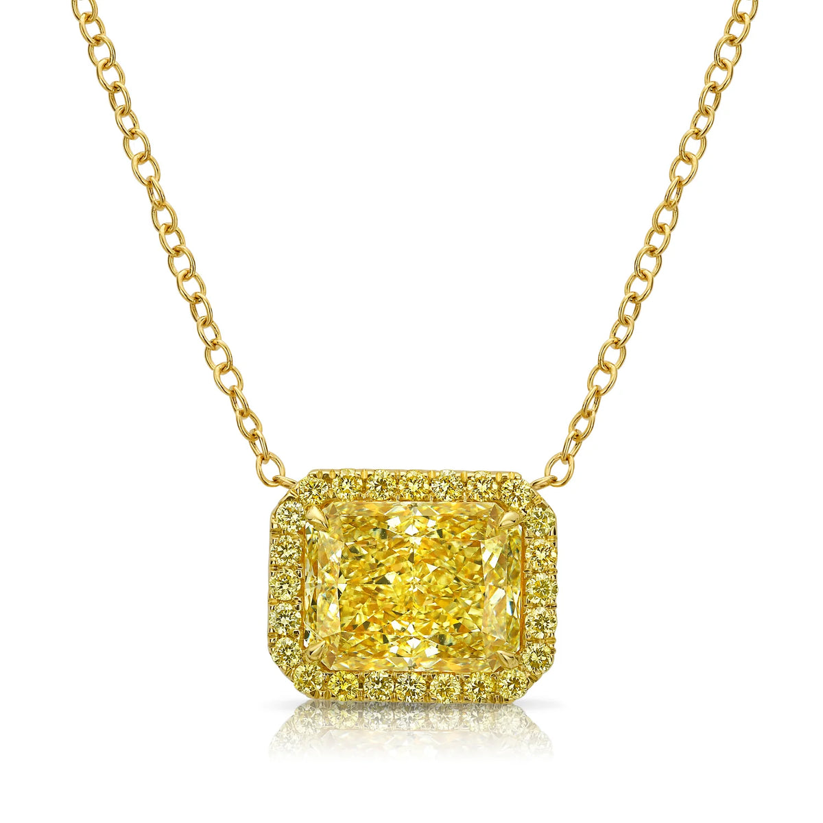 4.10ct Light Yellow Elongated Radiant Diamond East West Pendant VVS1 GIA