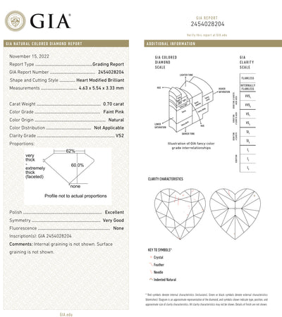 0.70ct Pink Heart Pendant GIA
