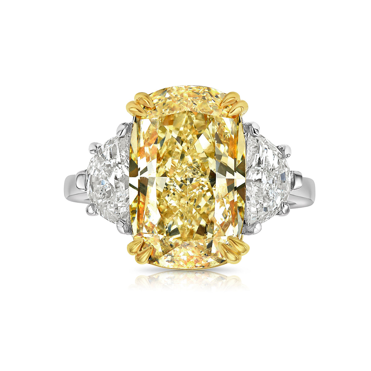 5ct Fancy Yellow Cushion Diamond Ring Internally Flawless GIA