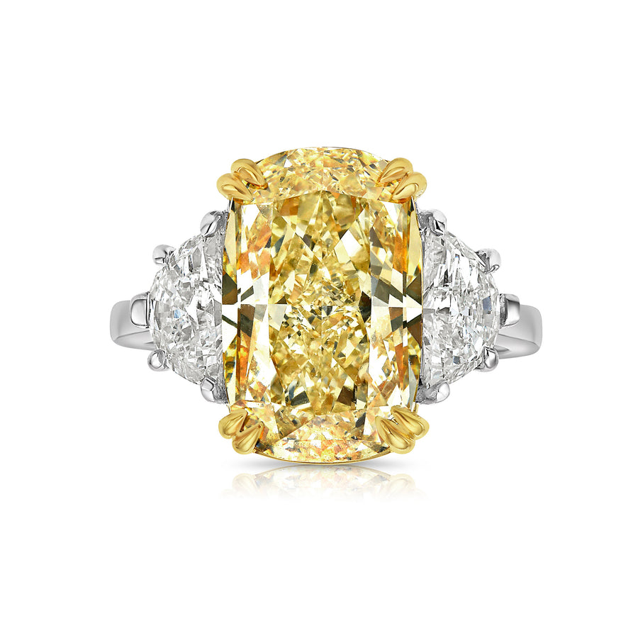 5ct Fancy Yellow Cushion Diamond Ring Internally Flawless GIA