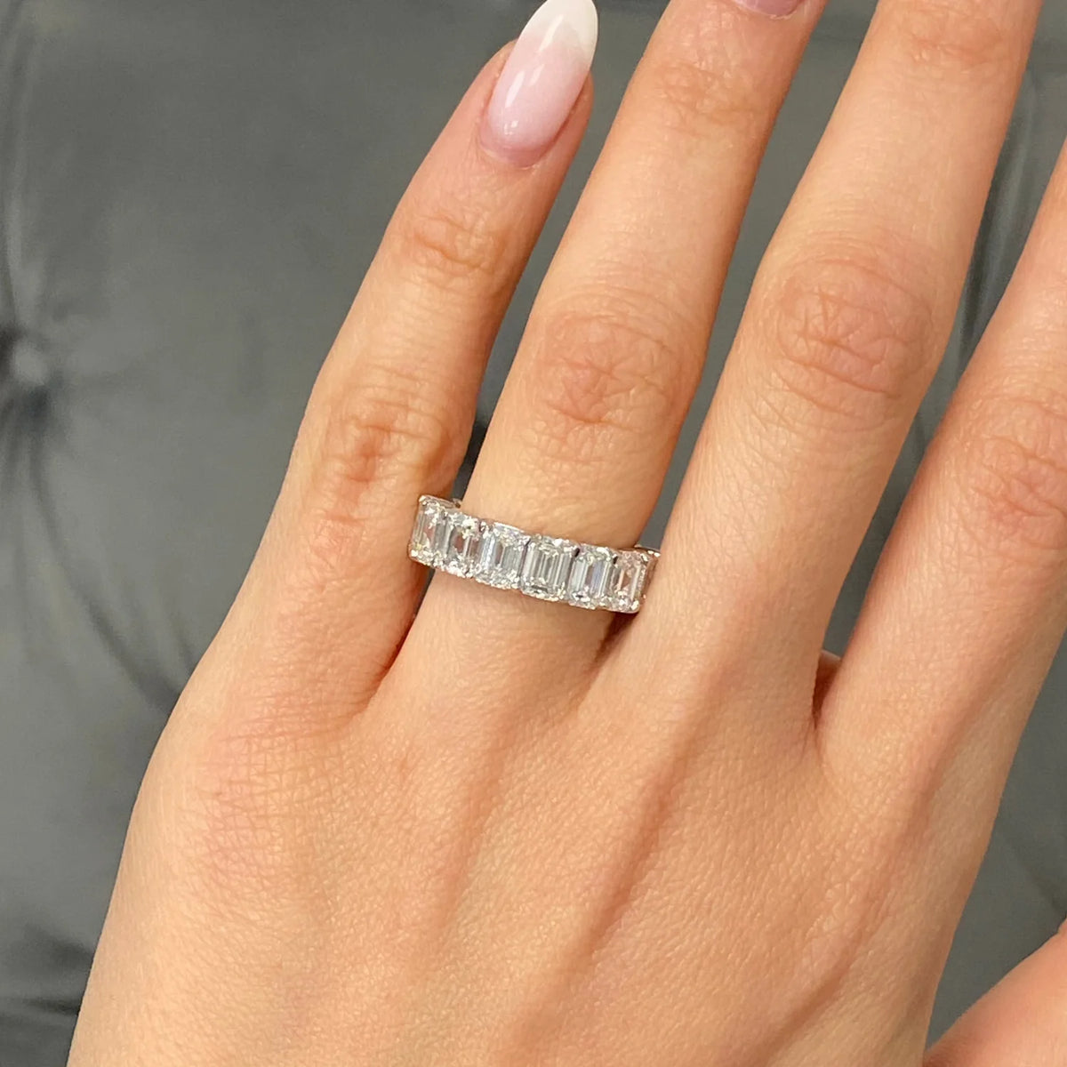 7.0ctw Fancy Yellow Oval Diamond & White Emerald Diamond Half Band
