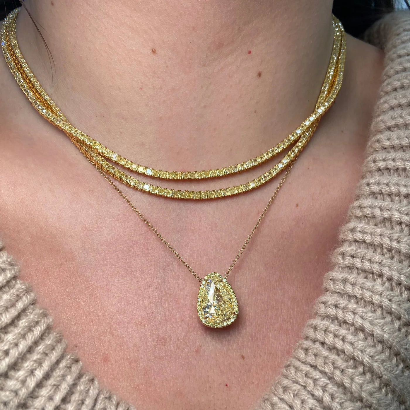 10.01ct Light Yellow Pear SI1 GIA Pendant