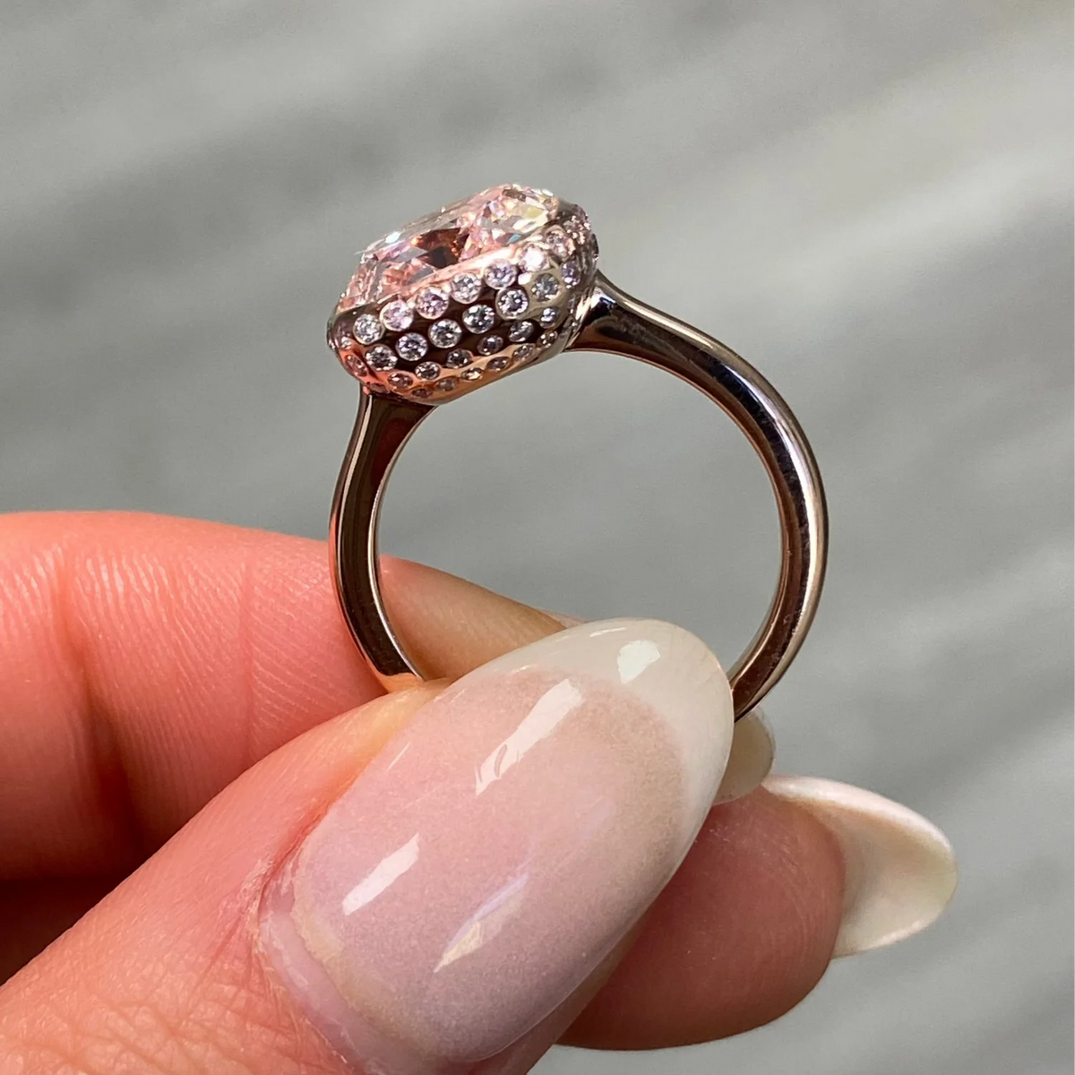 5.14ct Very Light Pink Cushion Internally Flawless Diamond Ring GIA