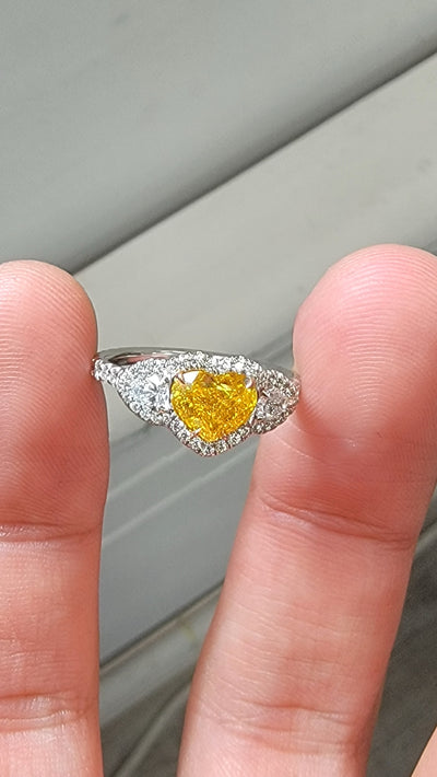 1.10ct Fancy Vivid Orange-Yellow Heart VS GIA Ring