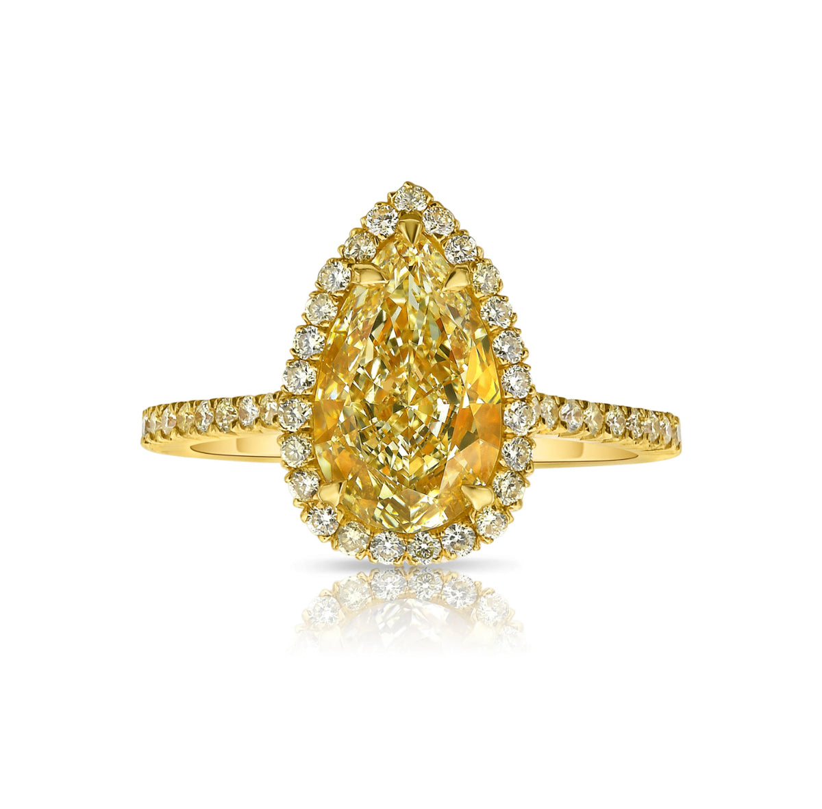 2.27ct Light Yellow Pear Diamond Ring VS1 GIA