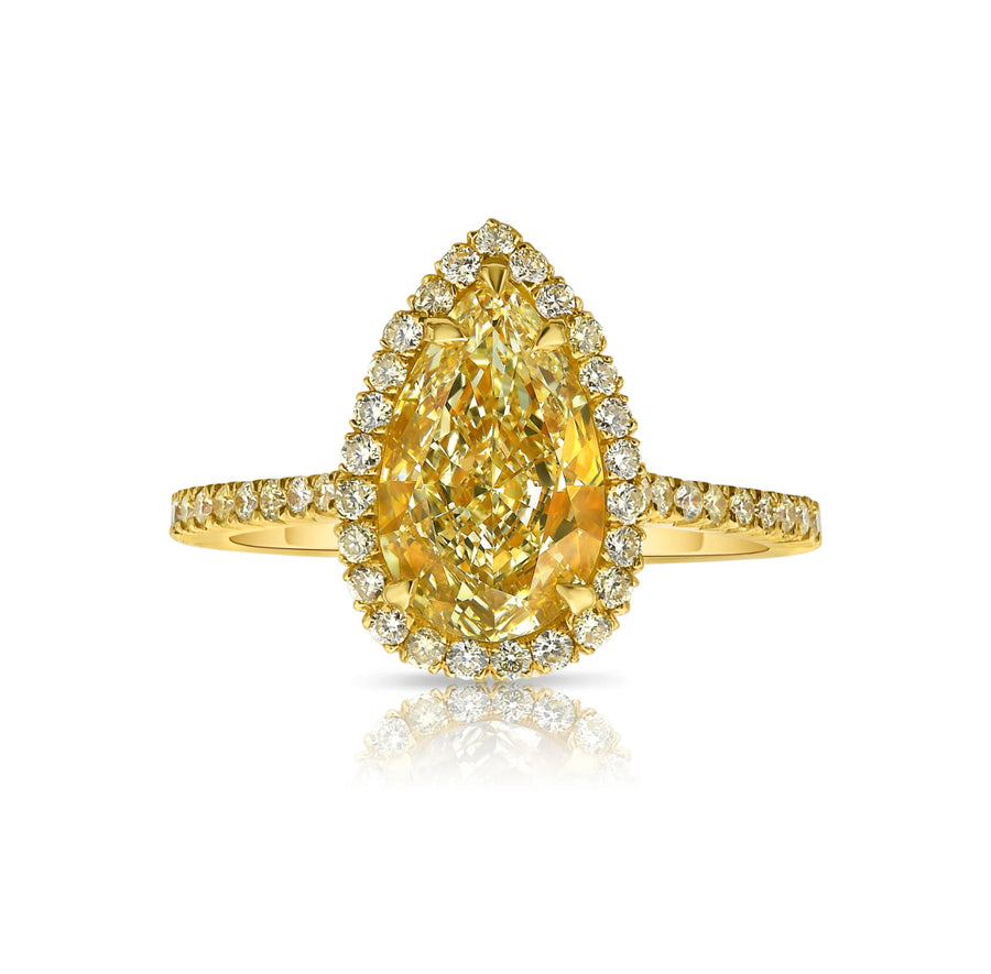 2.27ct Light Yellow Pear Diamond Ring VS1 GIA