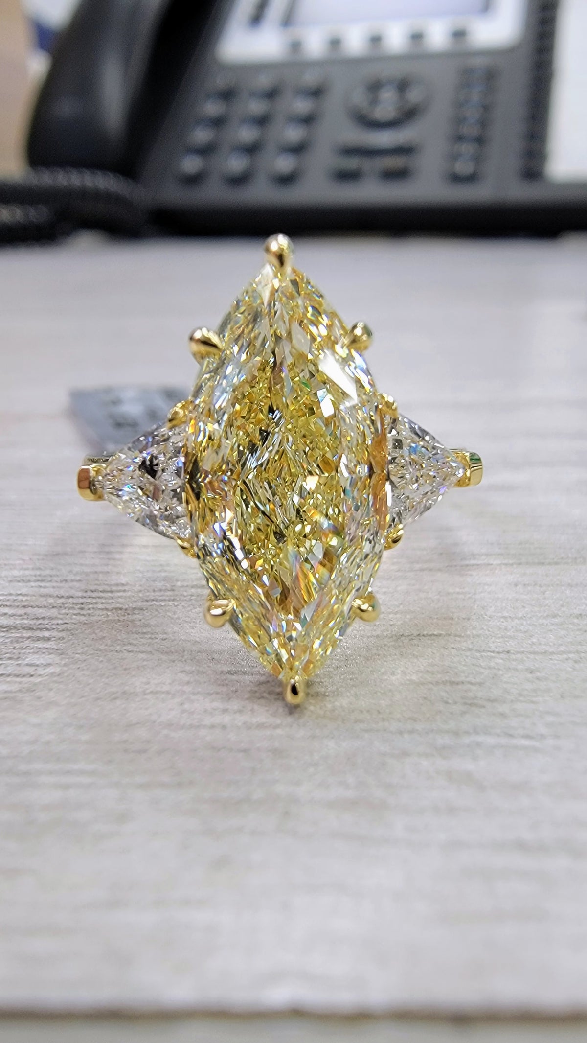 3.34ct Light Yellow Marquise Diamond Ring VS2 GIA
