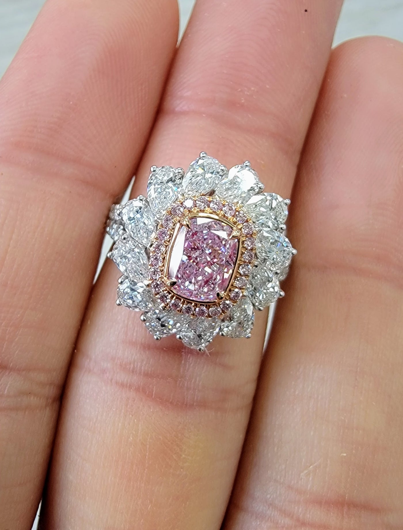 1.05ct Light Pink Elongated Cushion SI2 GIA Cocktail Ring