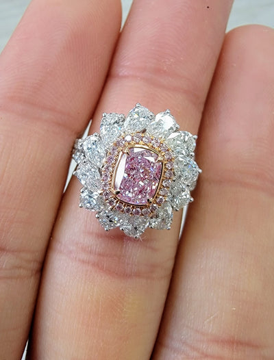 1.05ct Light Pink Elongated Cushion SI2 GIA Cocktail Ring