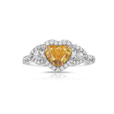 1.10ct Fancy Vivid Orange-Yellow Heart VS GIA Ring