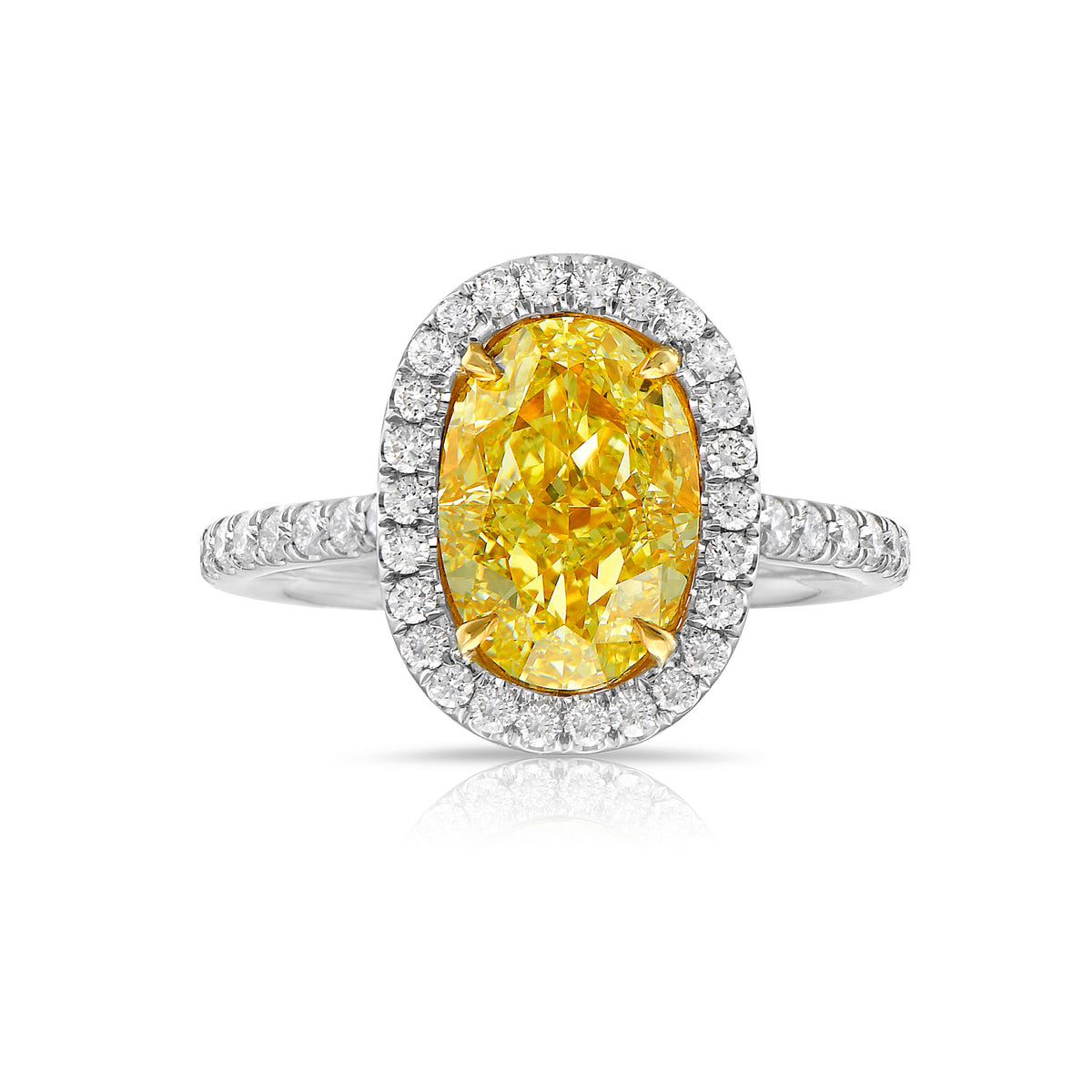 3.03ct Fancy Yellow Oval Diamond Ring VS2 GIA