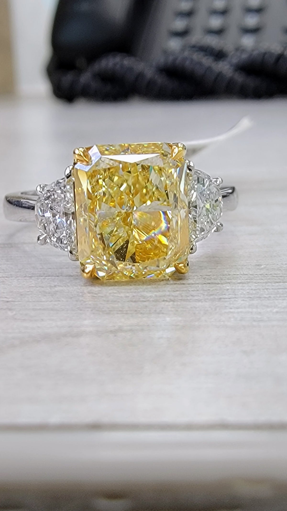 3.29ct Fancy Yellow Radiant Diamond Ring VS2 GIA