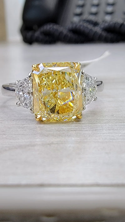 3.29ct Fancy Yellow Radiant VS2 GIA Ring