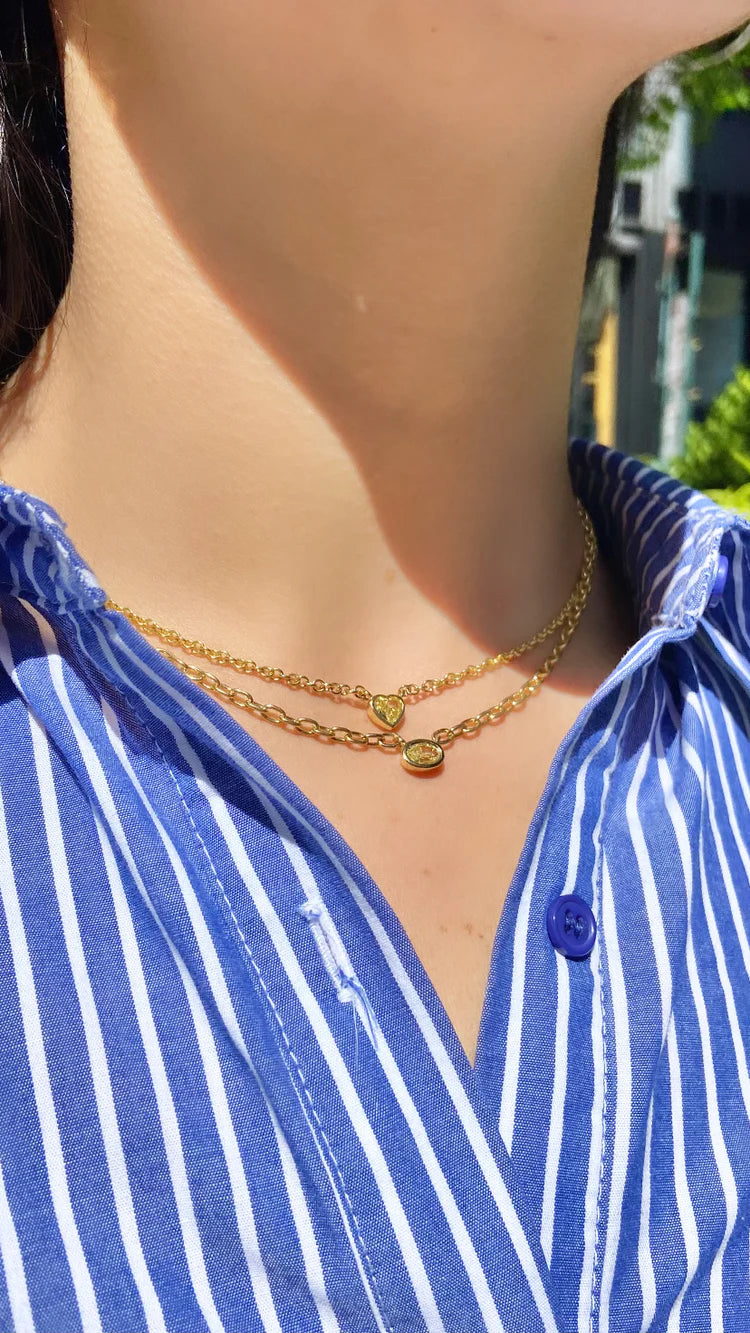0.70ct Oval Yellow Diamond Solitaire Bezel Chain Pendant