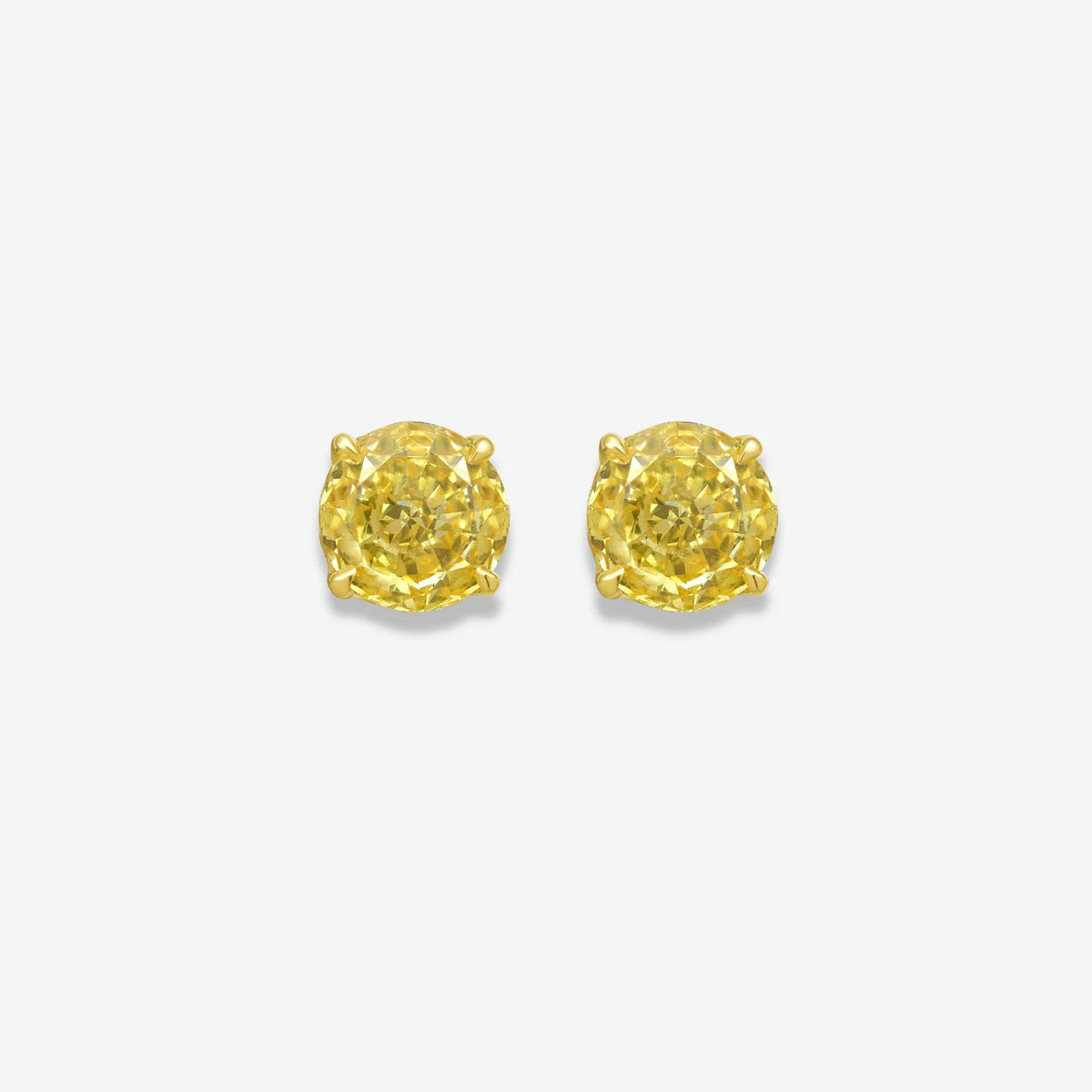 1.20ctw Fancy Intense and Vivid Yellow Round Diamond Stud Earrings VS2 GIA
