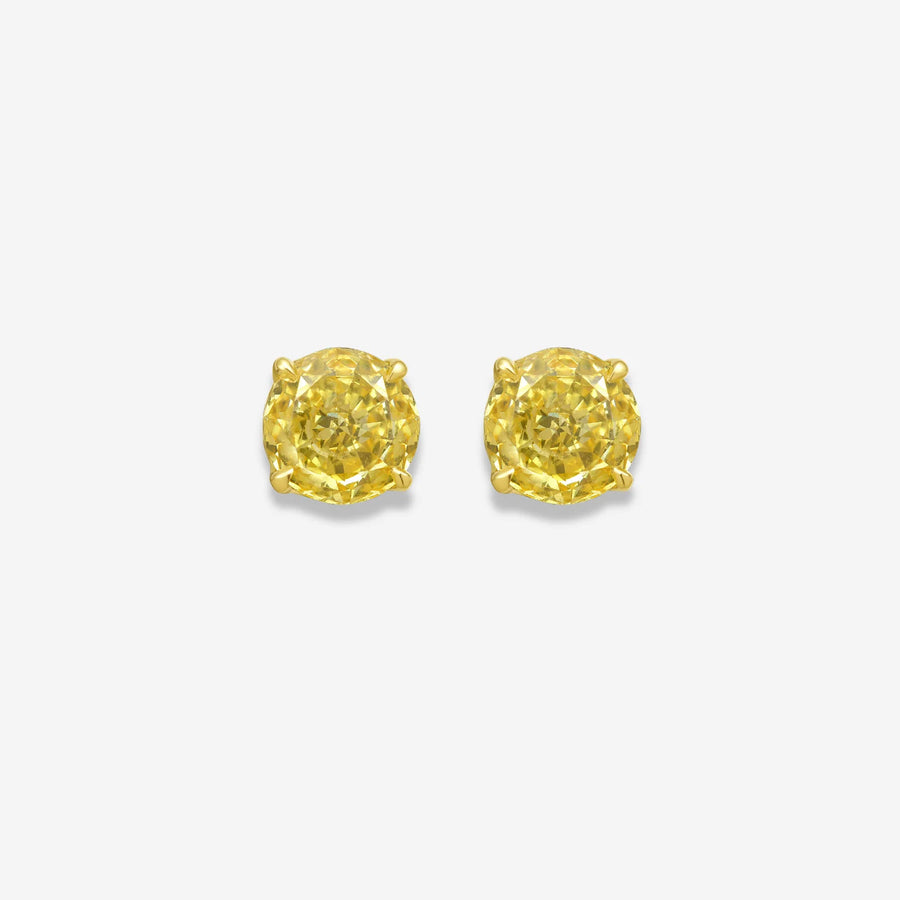 1.20ctw Fancy Intense and Vivid Yellow Round Diamond Stud Earrings VS2 GIA