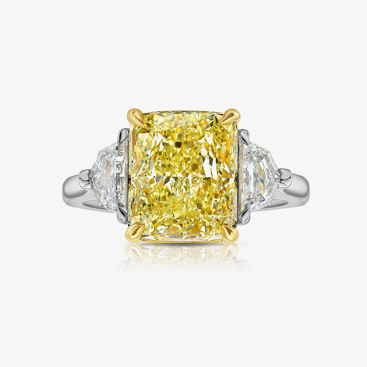 5ct Fancy Yellow Elongated Radiant Diamond Ring VS1 GIA