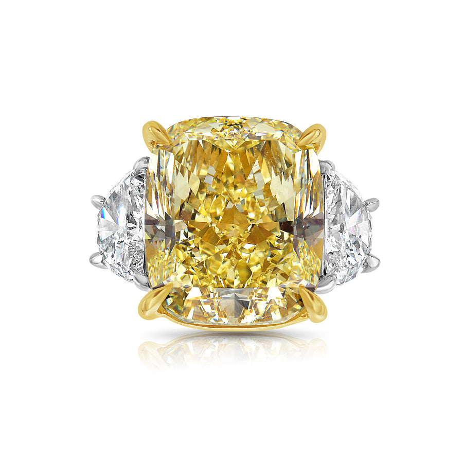 16.22ct Fancy Yellow Cushion Diamond Internally Flawless Ring GIA