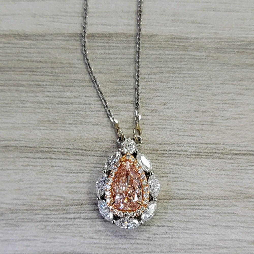1ct Pink Pear Diamond Pendant by Namdar