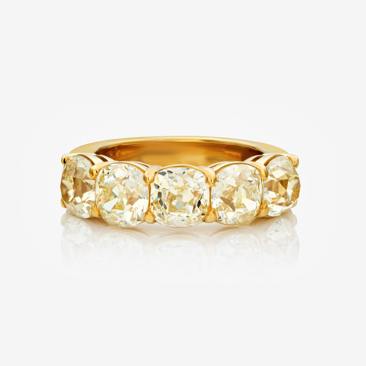 5ctw Fancy Light Yellow Antique Cushion Diamond Half Eternity Band