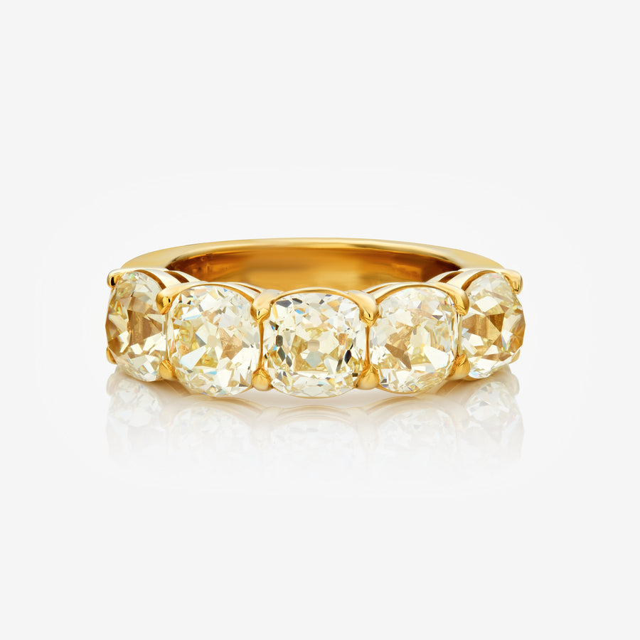 5ctw Fancy Light Yellow Antique Cushion Diamond Half Eternity Band