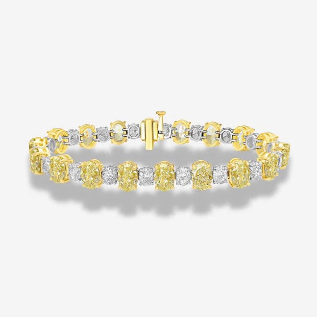 23ct Yellow & White Oval Diamond Alternating Bracelet GIA certified