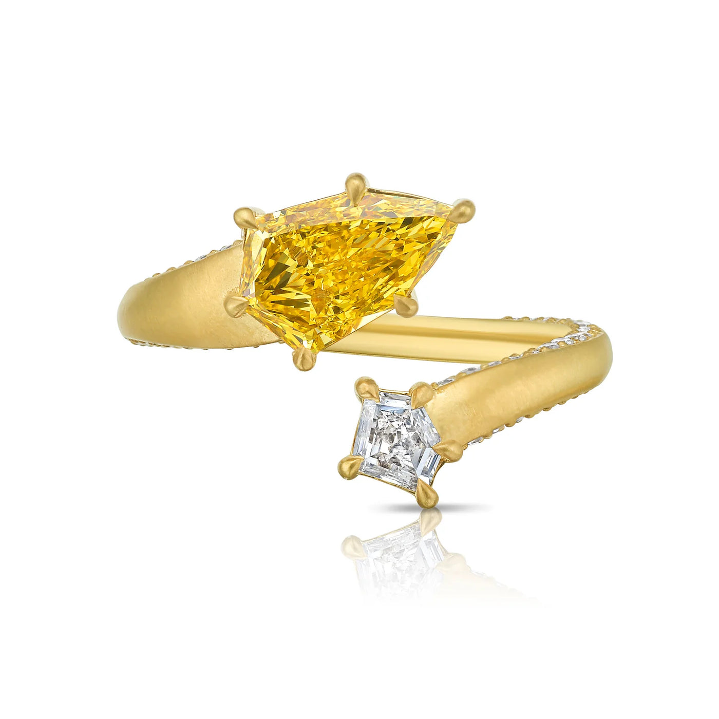 Vivid Yellow Diamond Spiral Ring