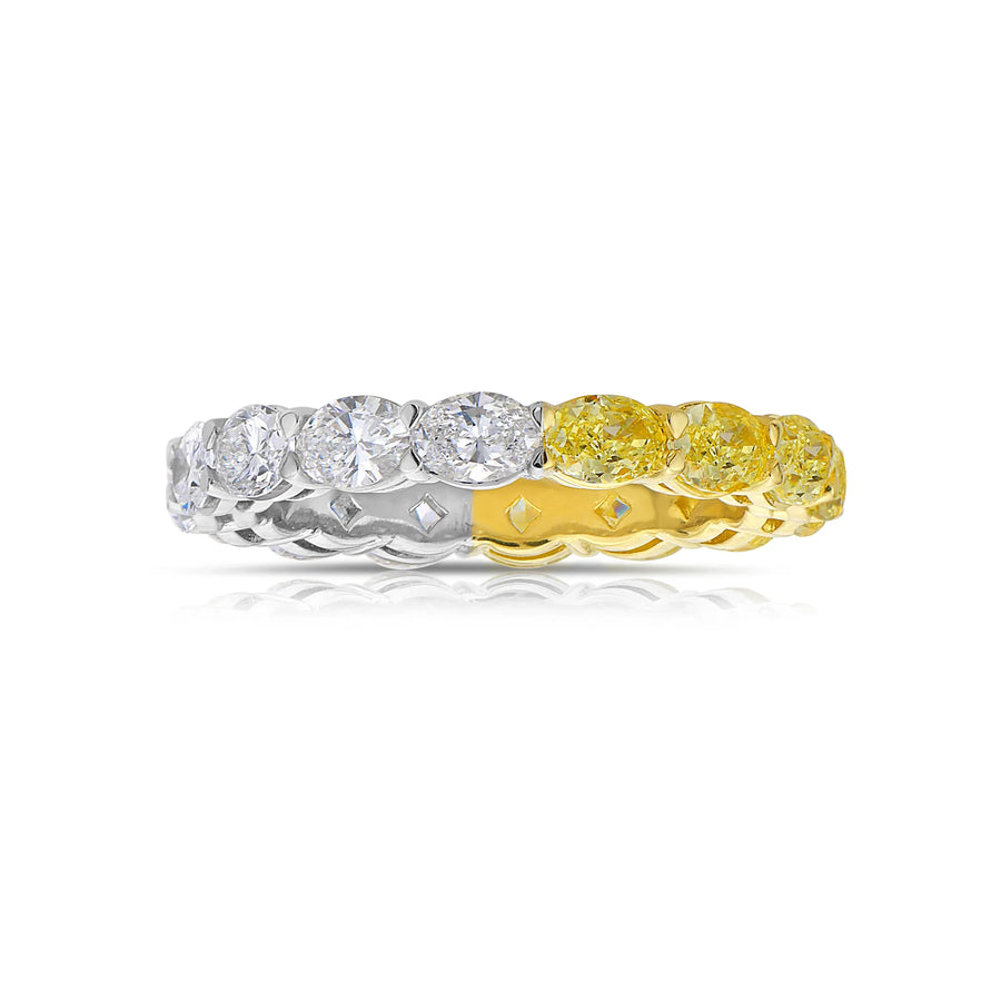 2.88ctw Half Yellow Oval Half White Oval Diamond East-West Eternity Band