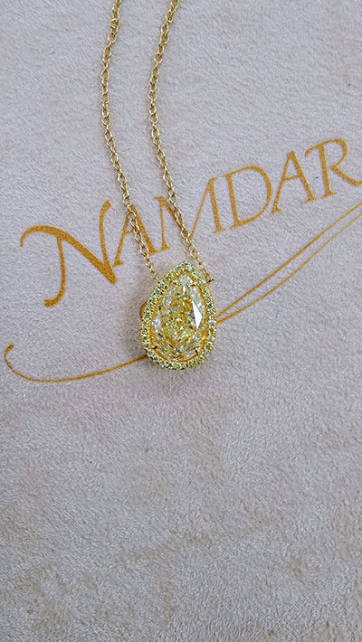 4.04ct Light Yellow Pear VS2 GIA Pendant