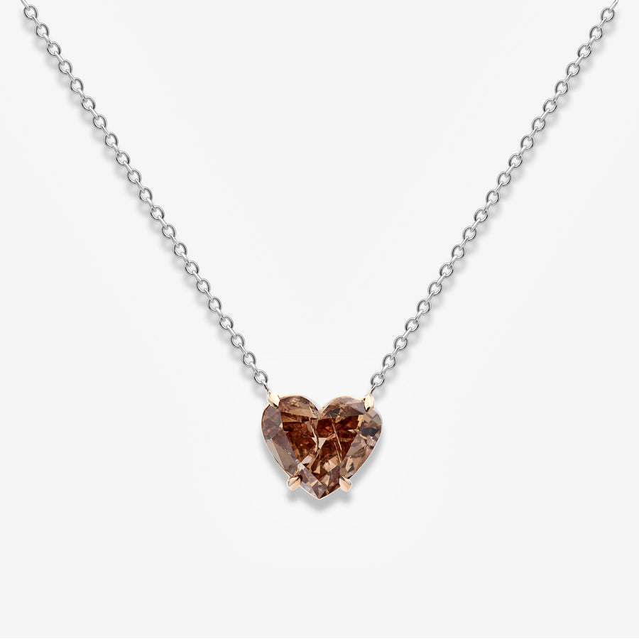 6.02ct Fancy Yellow-Brown Heart-Shaped Diamond Pendant GIA
