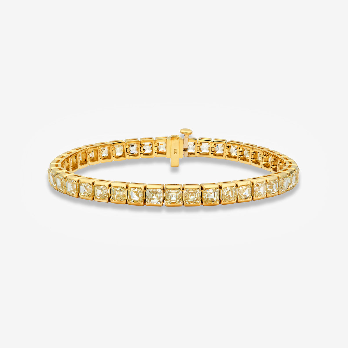 20.73ctw Fancy Light Yellow Asscher Diamond Bezel Set Bracelet