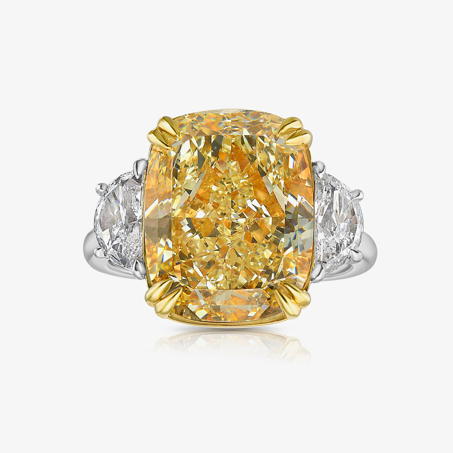 10ct Fancy Light Yellow Cushion Diamond Ring VS1 GIA