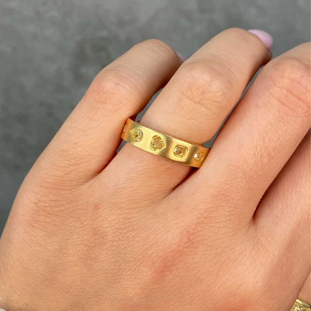1.81ct Mixed Shape Yellow Diamond Bezel Eternity Band