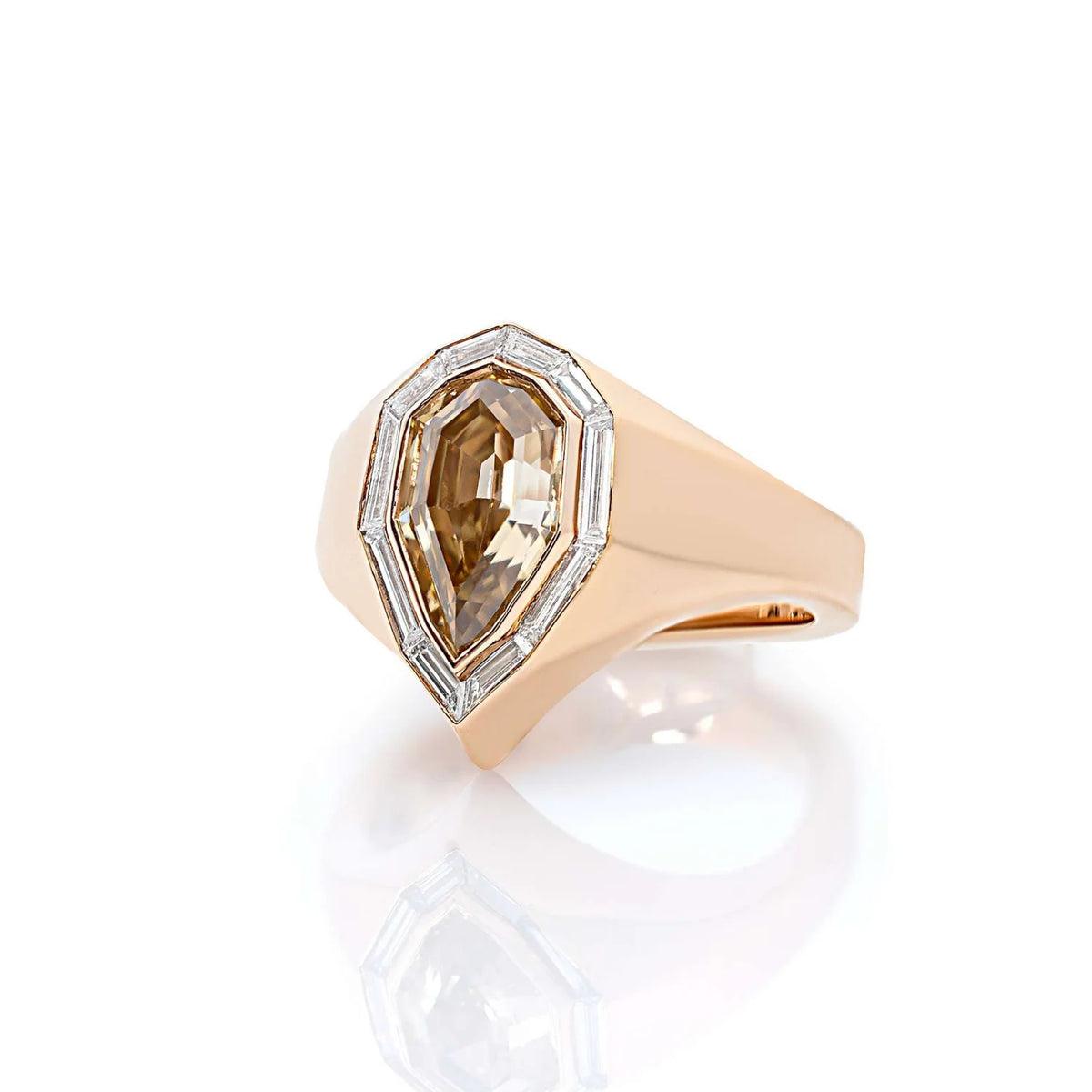 2.18ct Champagne Diamond Bezel Set  Ring