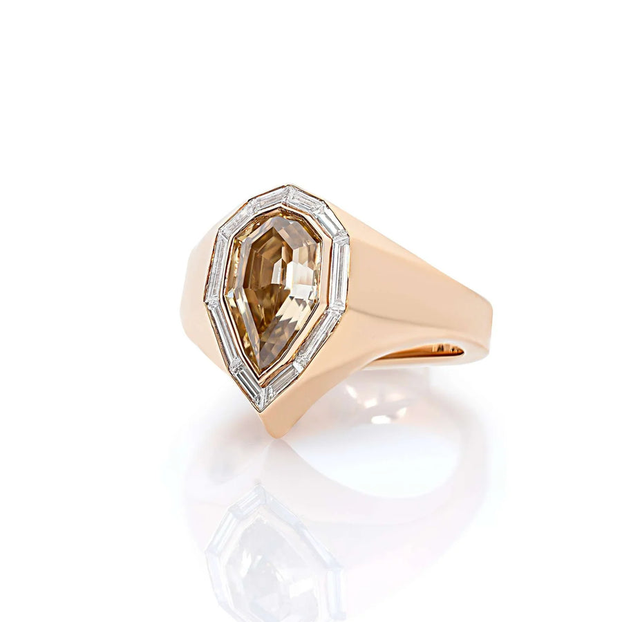 2.18ct Champagne Diamond Bezel Set  Ring